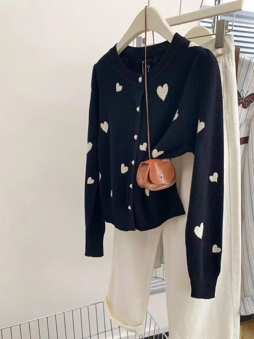 【爱心提花】法式复古百搭显瘦针织衫开衫