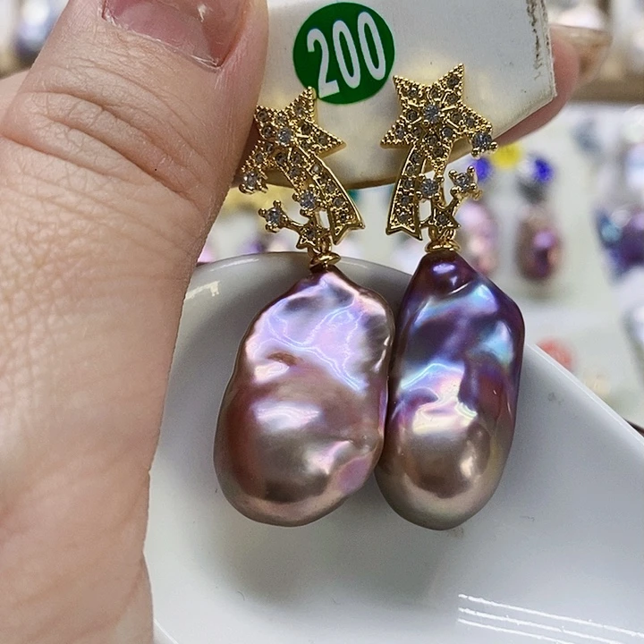 银S925镶嵌耳饰淡水珍珠