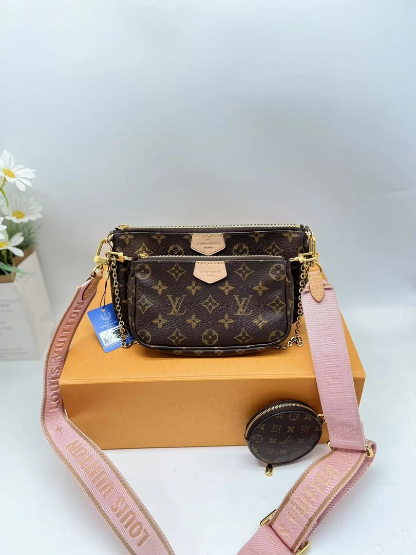 99新 LouisVuitton/路易威登 五合一包/老花粉肩带