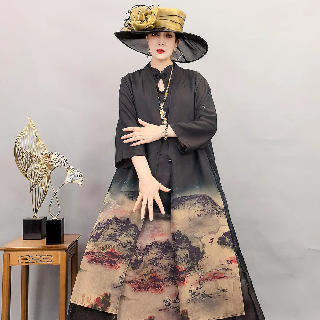 21006+21007休闲百搭时尚优雅长款宽松显瘦名媛气质套装