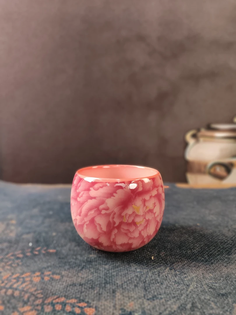 G2252-粉汝猪油冻牡丹花客杯CY