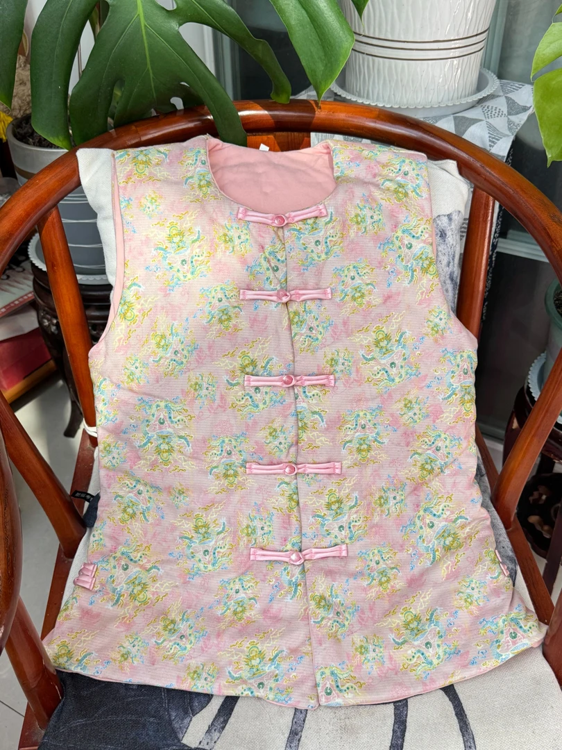 边敏手工棉衣圆领棉马甲棉花马甲
