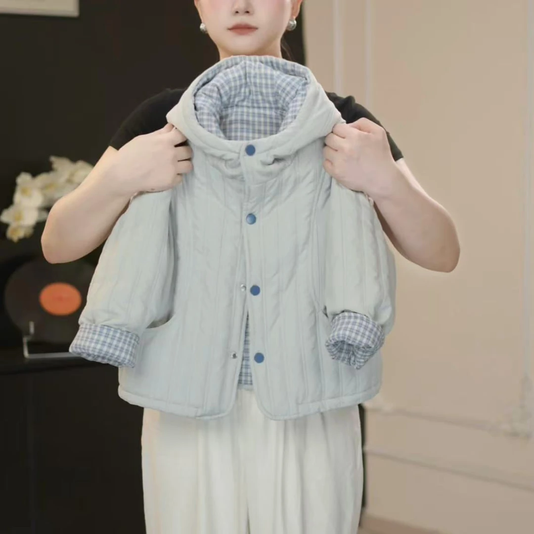 【鸭梨童品】2025冬季男童撞色休闲白色百搭连帽棉服yL20278