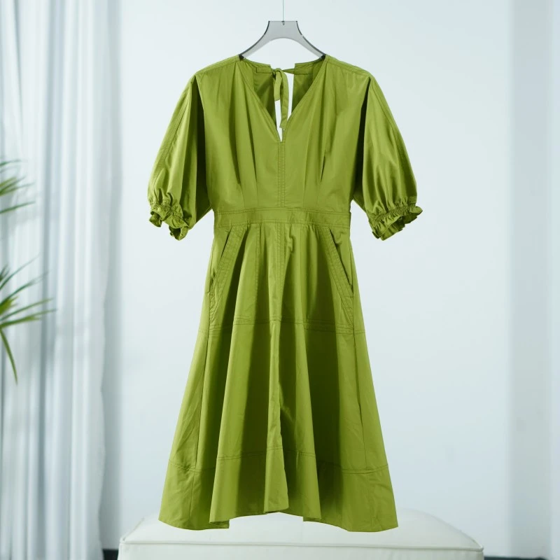 【三C・伊】E102  女装时尚夏季短袖连衣裙绿色Y22310036L10