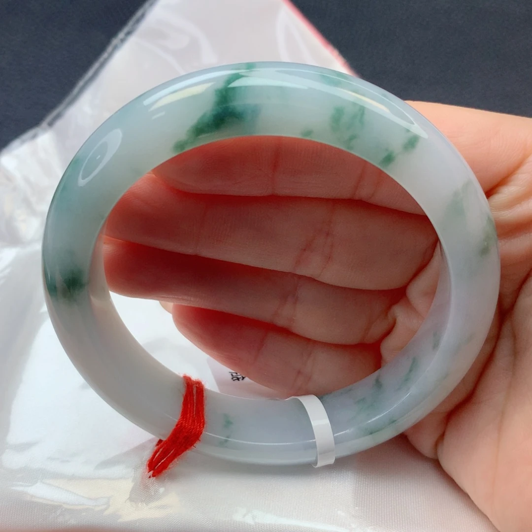 翡翠未镶嵌手镯56-57胶润飘花