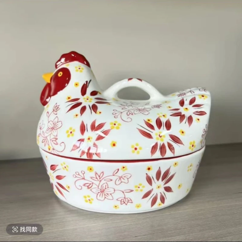 欧式陶瓷田园公鸡摆件储物罐陶瓷创意餐厅家居摆件礼物酒柜装饰品