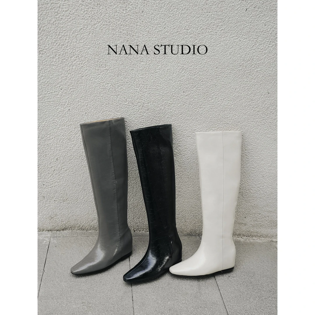 5cm/秋冬新款内增高时尚真皮手工鞋时装靴骑士靴过膝长靴女鞋