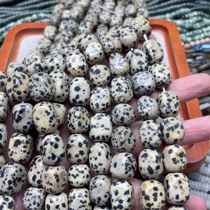 玛瑙/玉髓合金珠宝半成品一条12x17mm斑点石桶珠