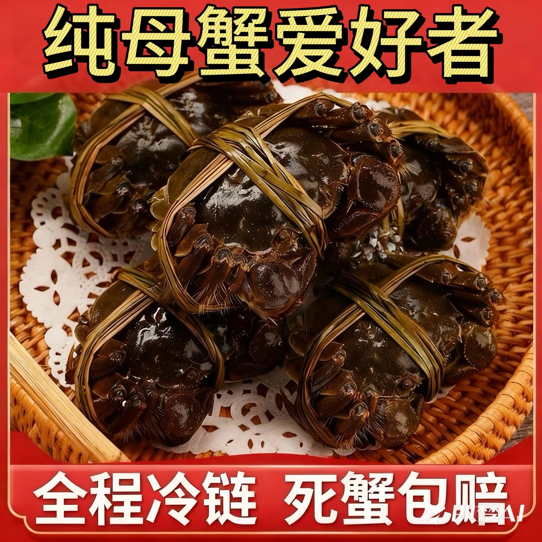 【活蟹】江苏螃蟹洪泽湖大闸蟹全母蟹4.0两10只礼盒装精挑红膏蟹