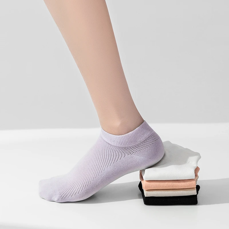 25夏新款男女薄款无骨网眼透气不掉跟低口船袜舒适短袜桑蚕丝船袜