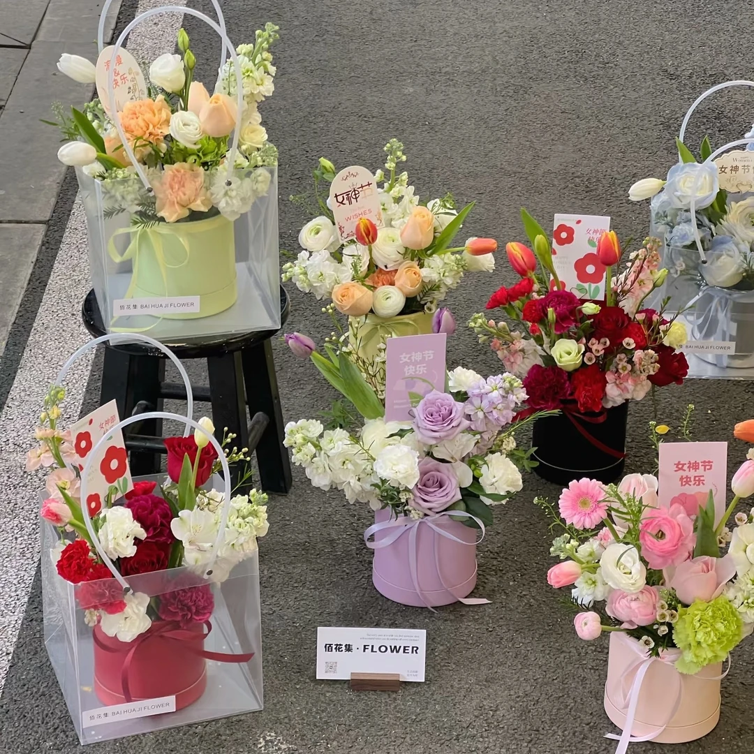 教师节迷你防水抱抱桶马克龙色系掌心小圆通花艺礼品礼物材料