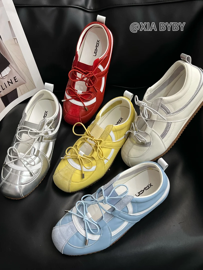 「XIA 贝贝」内增高5cm德训鞋女2025新款韩版运动芭蕾风玛丽珍单鞋