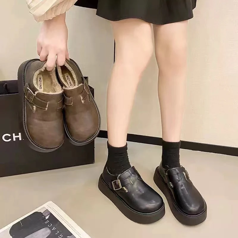 时尚冬季小皮鞋英伦风软底舒适百搭款乐福单鞋901-5（加绒）