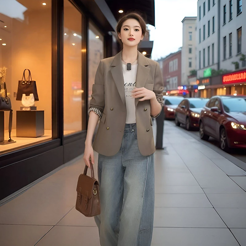 西装外套女款爆款2025新款秋季学院风复古通勤休闲高级感气质西服