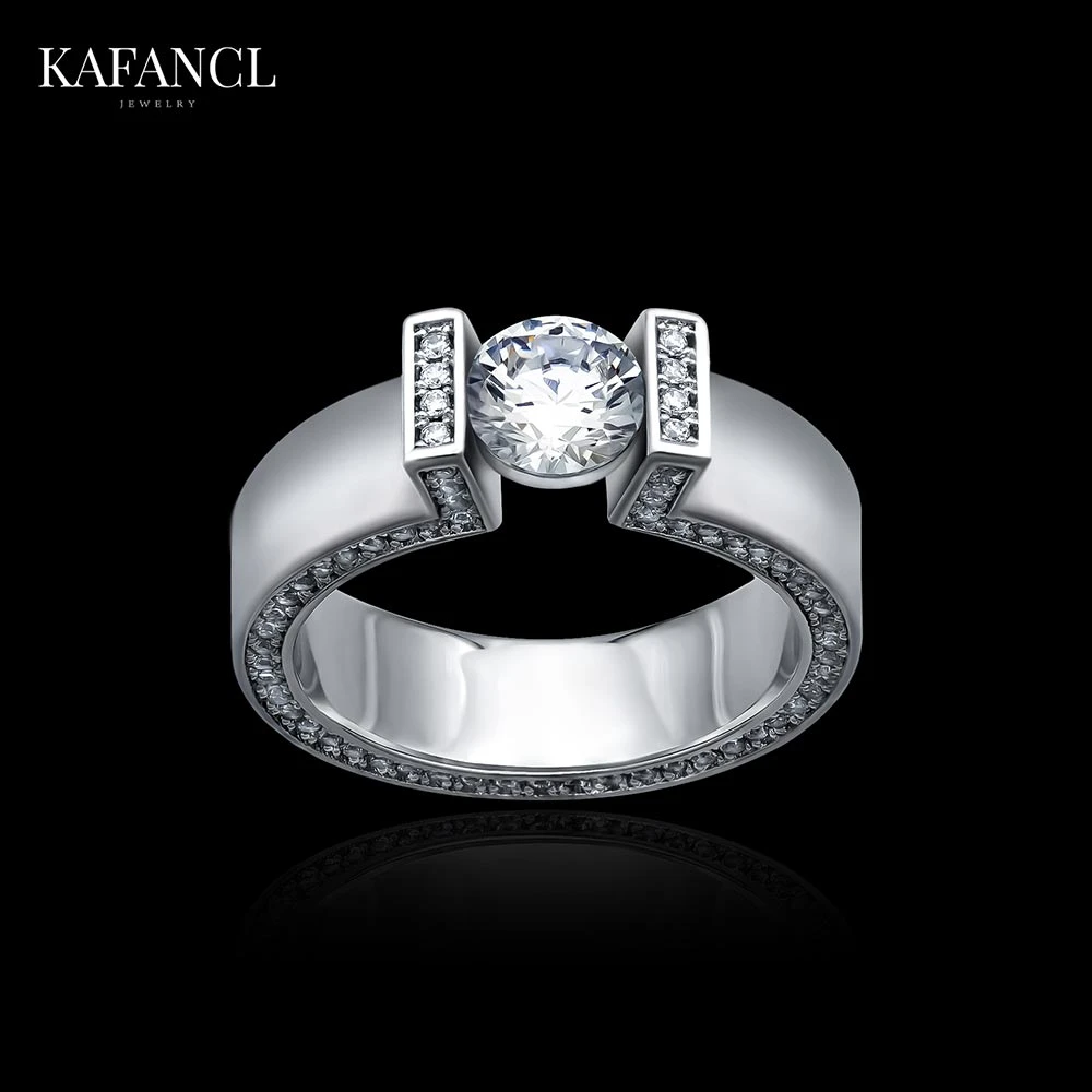 925银莫桑石戒指 925银 莫桑石 镀K金 单镶悬浮戒指 ZR-D302