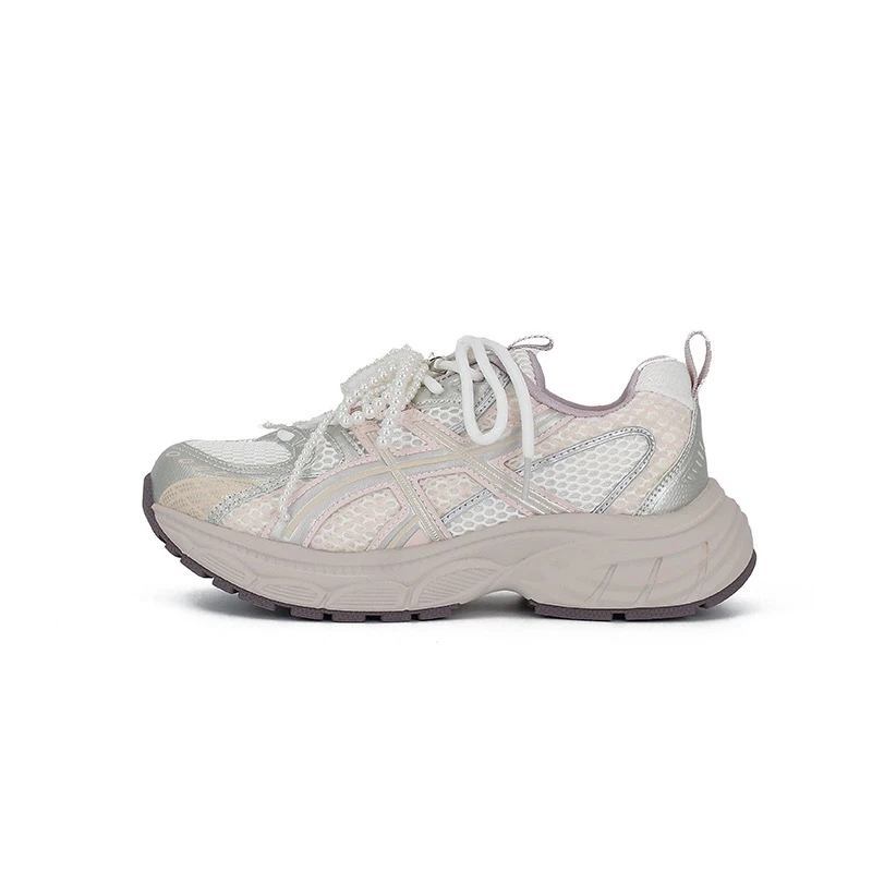 真皮厚底老爹鞋女2025春新款百搭增高休闲运动鞋透气网面跑步鞋