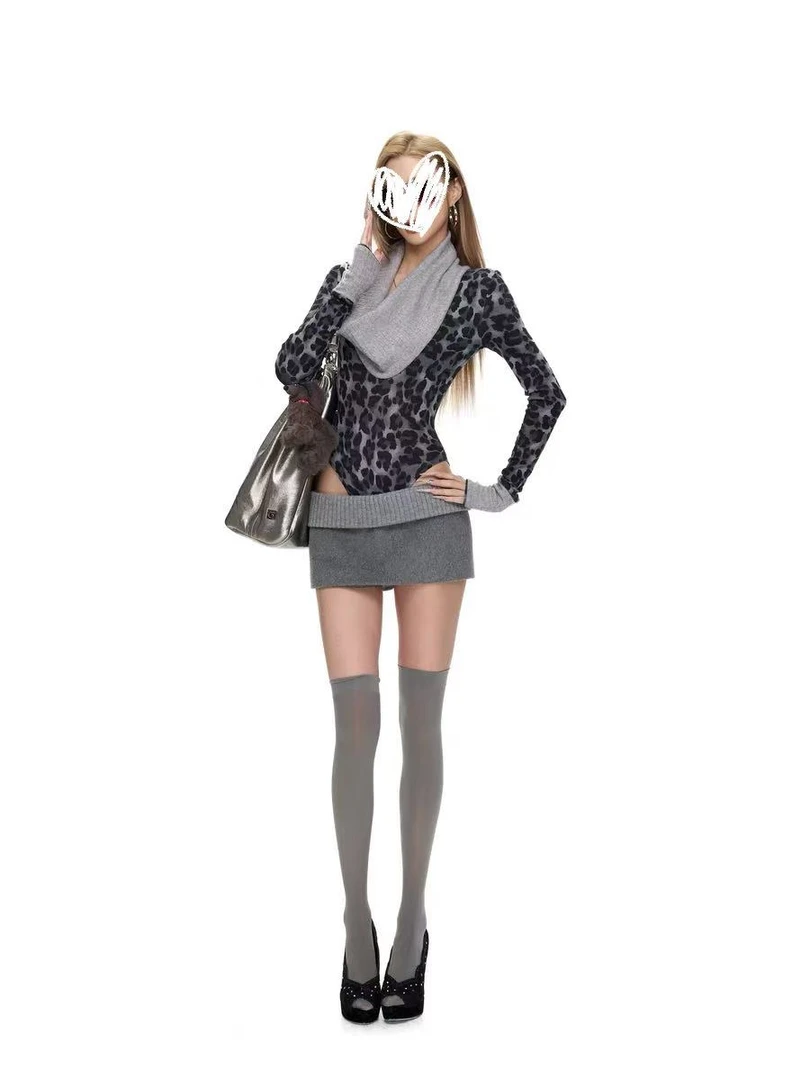 【伯爵暖茶】欧美风辣妹纯欲复古秋冬长袖连衣上衣女T2758#