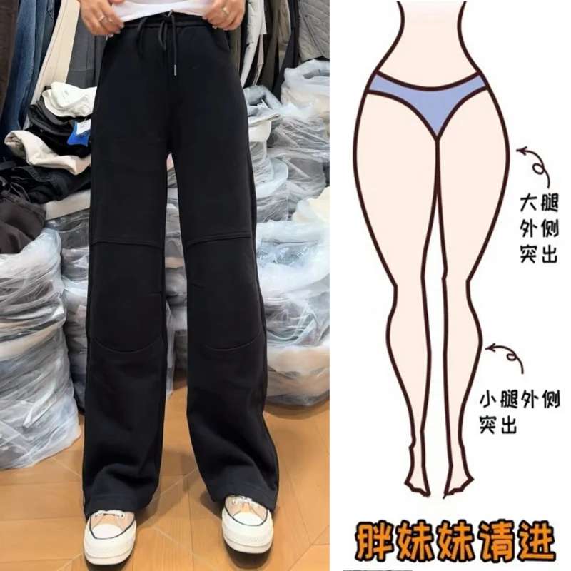 Aimeerosa/艾洛莎2025秋季侧拉链时尚休闲卫裤女显瘦百搭直筒裤子