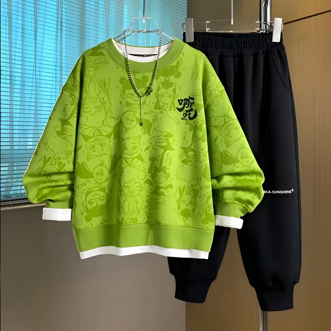 男童哪吒卫衣套装2025春装儿童韩版男孩时髦春秋长袖运动服时尚潮