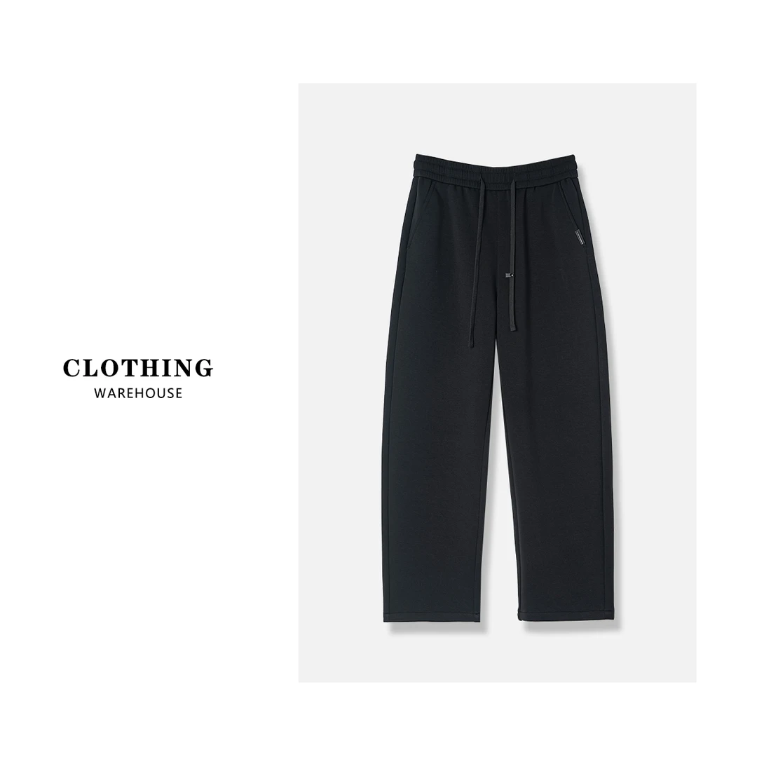 B724 美式潮牌垂感直筒裤宽松阔腿裤秋季运动休闲裤8876黑色