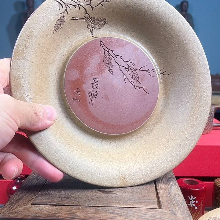紫砂茶杯紫砂干泡壶承花泥