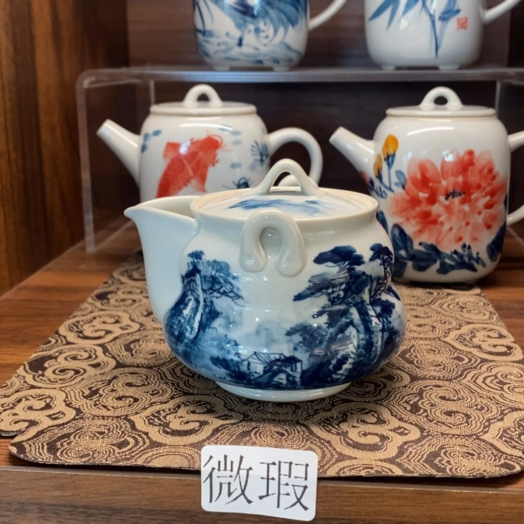 釉下彩老陶泥手工绘制