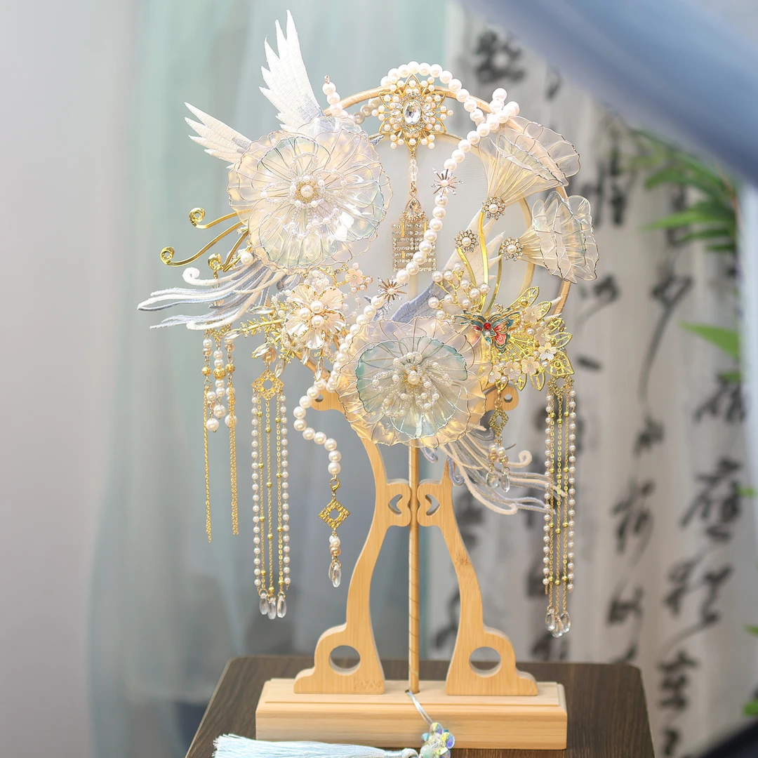新款新娘高档喜扇国风中式婚礼秀禾结婚拍照遮面diy材料包和成品