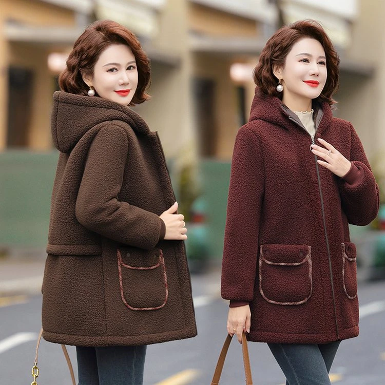 【加绒又加棉】加厚大棉袄连帽保暖棉服上衣中老年女装时尚棉衣