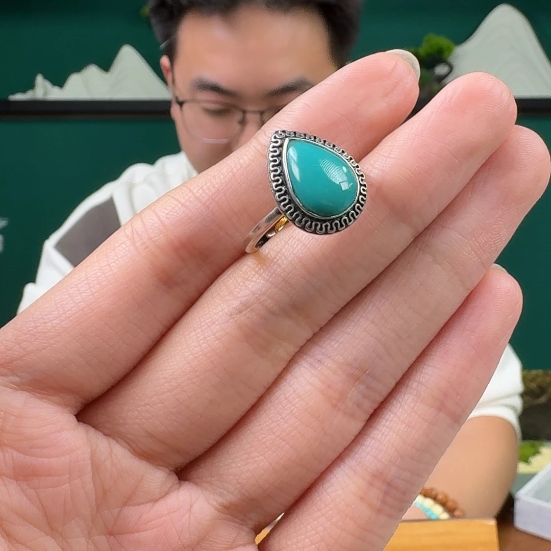 绿松石银S925镶嵌珠宝奇石75