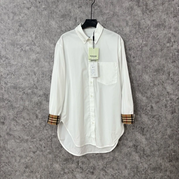 未使用 BURBERRY/博柏利 Burberry白色格纹袖口衬衫