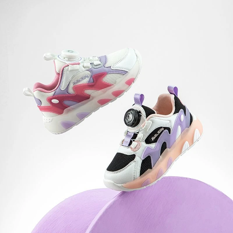 Hellokitty童鞋儿童运动鞋新款2025春季女童透气中大童跑步纽扣鞋