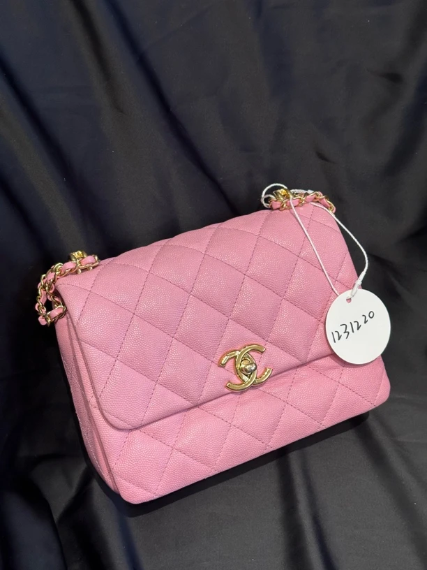 95新 Chanel/香奈儿 夏七中古/粉色方胖子/单肩包1231220