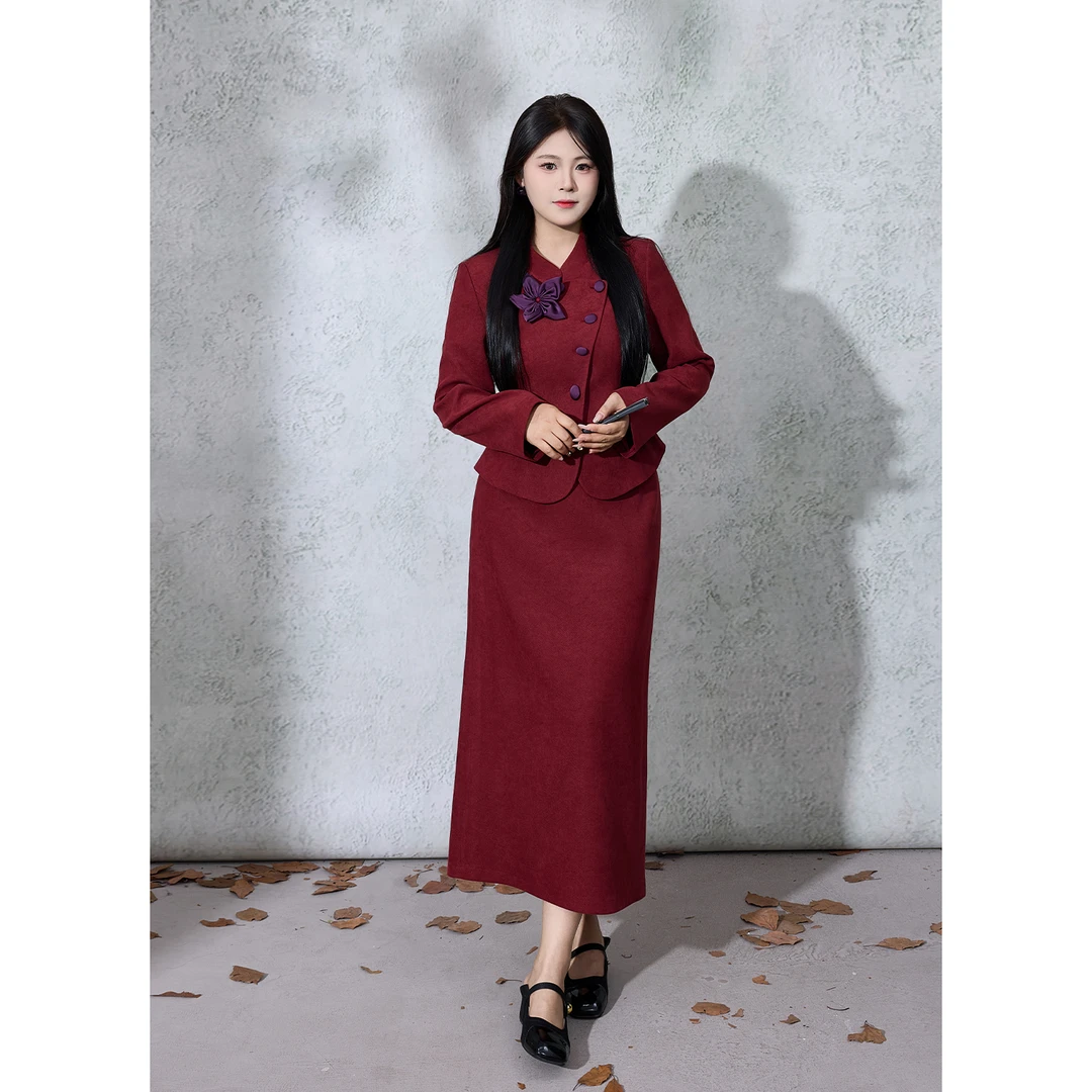 【醉红颜】冬大码中式立体绣花新娘服敬酒服订婚服套装DM33127