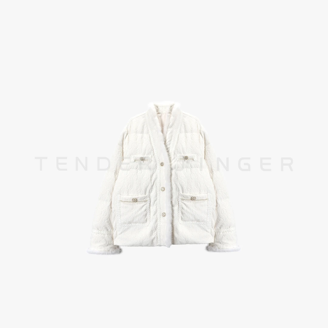 Tender Jinger｜线下专供 水貂毛皮领小香风鹅绒服外套T54XLK50527