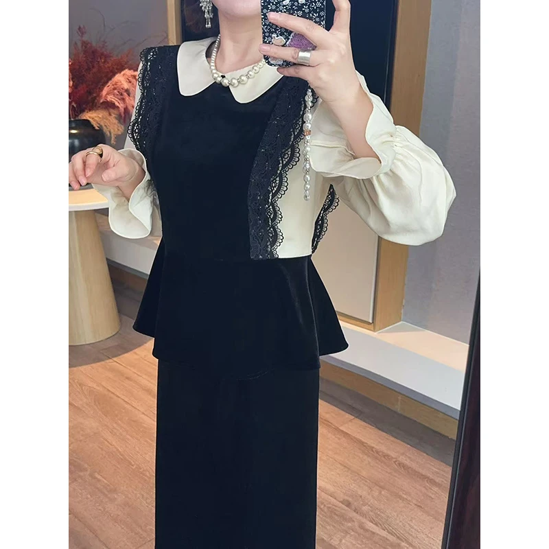 【DIS 定制】【薄暮知秋】气质蕾丝拼接莱赛尔假两件小衫Z525C16450