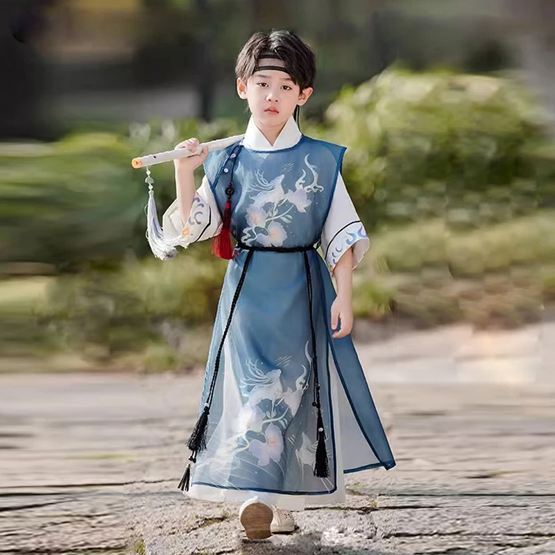 汉服男童夏少爷服古风男孩童装中国风儿童夏季国学服2025古装唐装