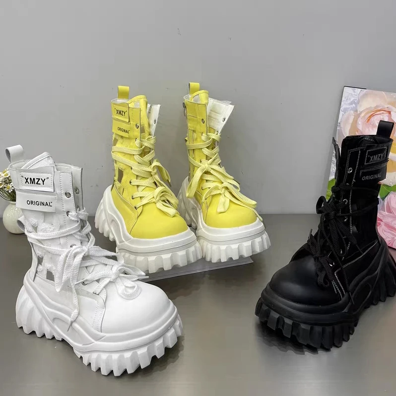 HY时装靴增高防滑登山靴时尚休闲运动高帮夏季百搭女鞋厚底