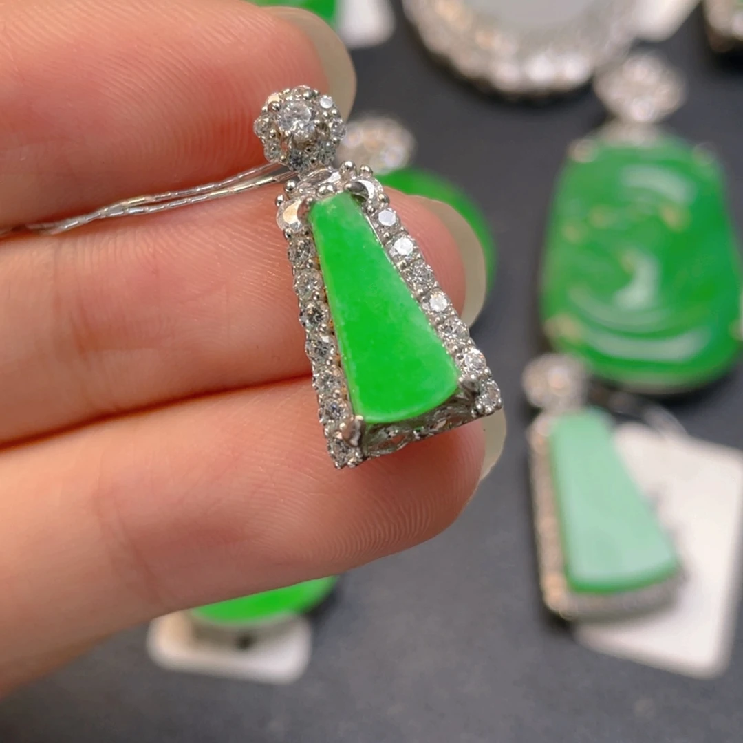 翡翠银S925镶嵌吊坠(不含链)