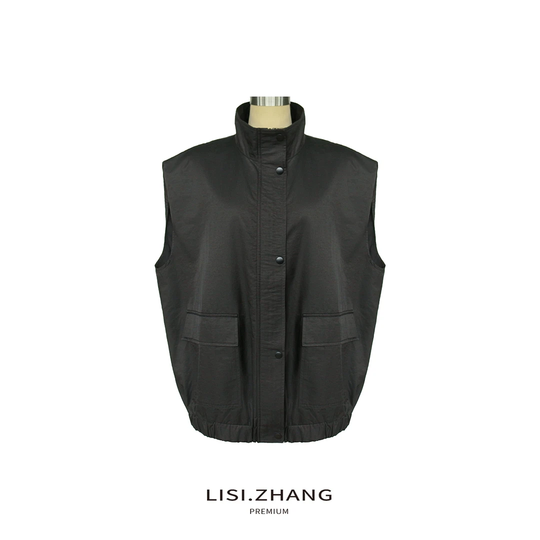 LISI.ZHANG--【茧型马甲】丝滑平纹亮面宽松马夹上衣