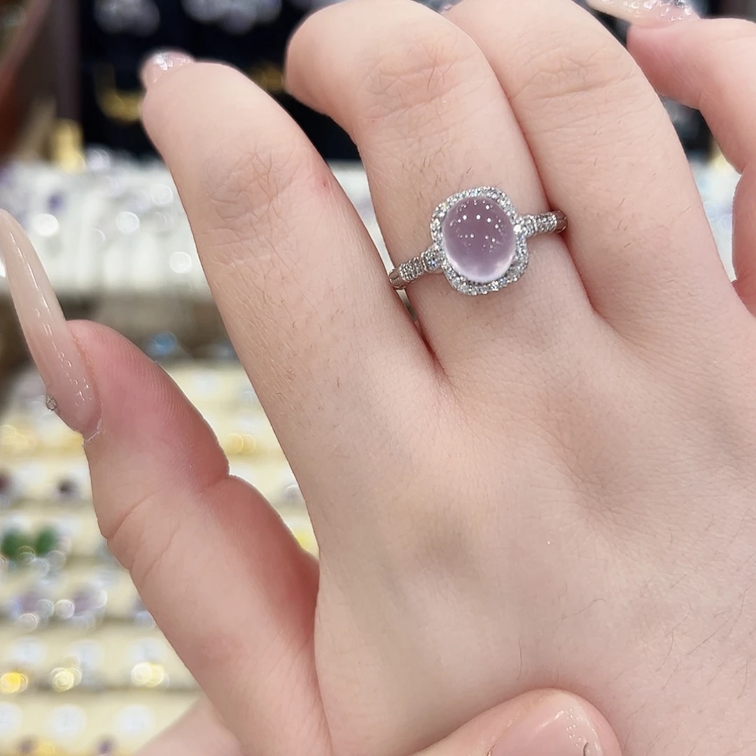 口***糖萤石银S925镶嵌戒指