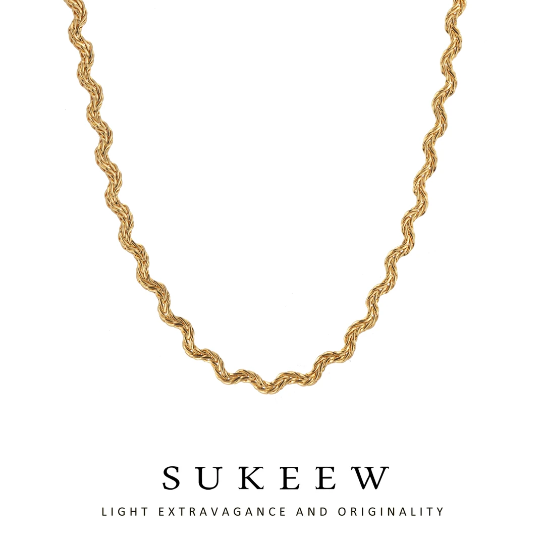 SUKEEW/酥可 镀k金 气质波浪小众时尚设计项链760310