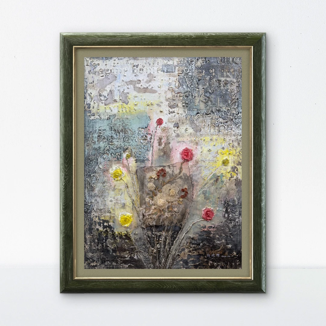 手绘油画 《杂痕绽艳》收藏油画 画心尺寸75x100cm