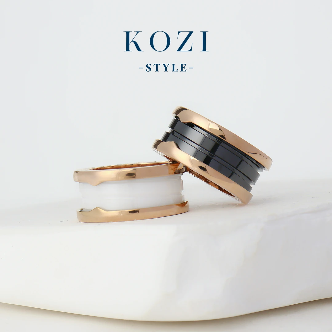 KK高定 陶瓷戒指 轻奢黑白简约风对戒百搭指环拼色情侣首饰经典时