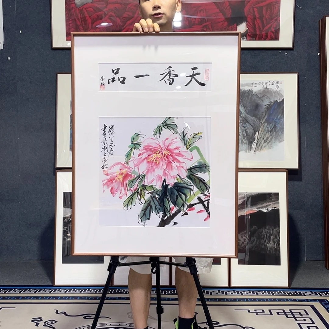 国画手绘画作品带框