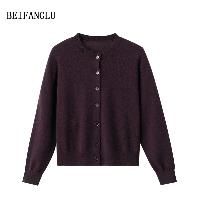 北方鹿【实穿主义】100绵羊毛早秋气质百搭单排扣长袖针织开衫SL12