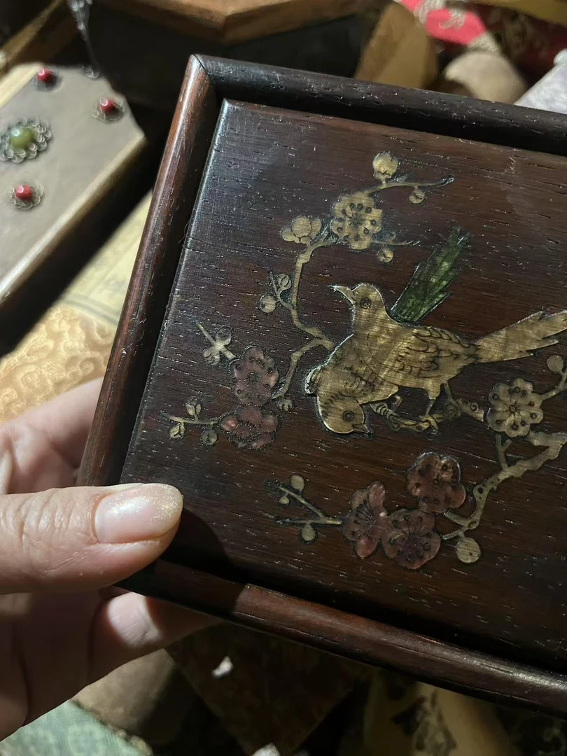 【闪购商品】精品木摆件花鸟方木盒无事美人一套