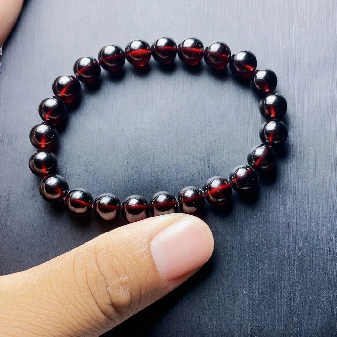 石榴石手链未镶嵌福利8.0MM高品质酒红单圈