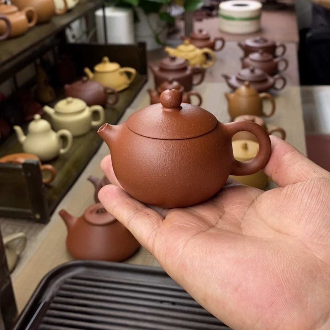 紫砂茶壶微瑕红降坡西施100容量