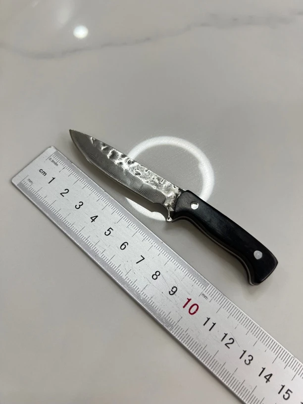 黑檀木手柄 无心大马士革 小巧精致水果刀 可当茶刀使用,可把玩