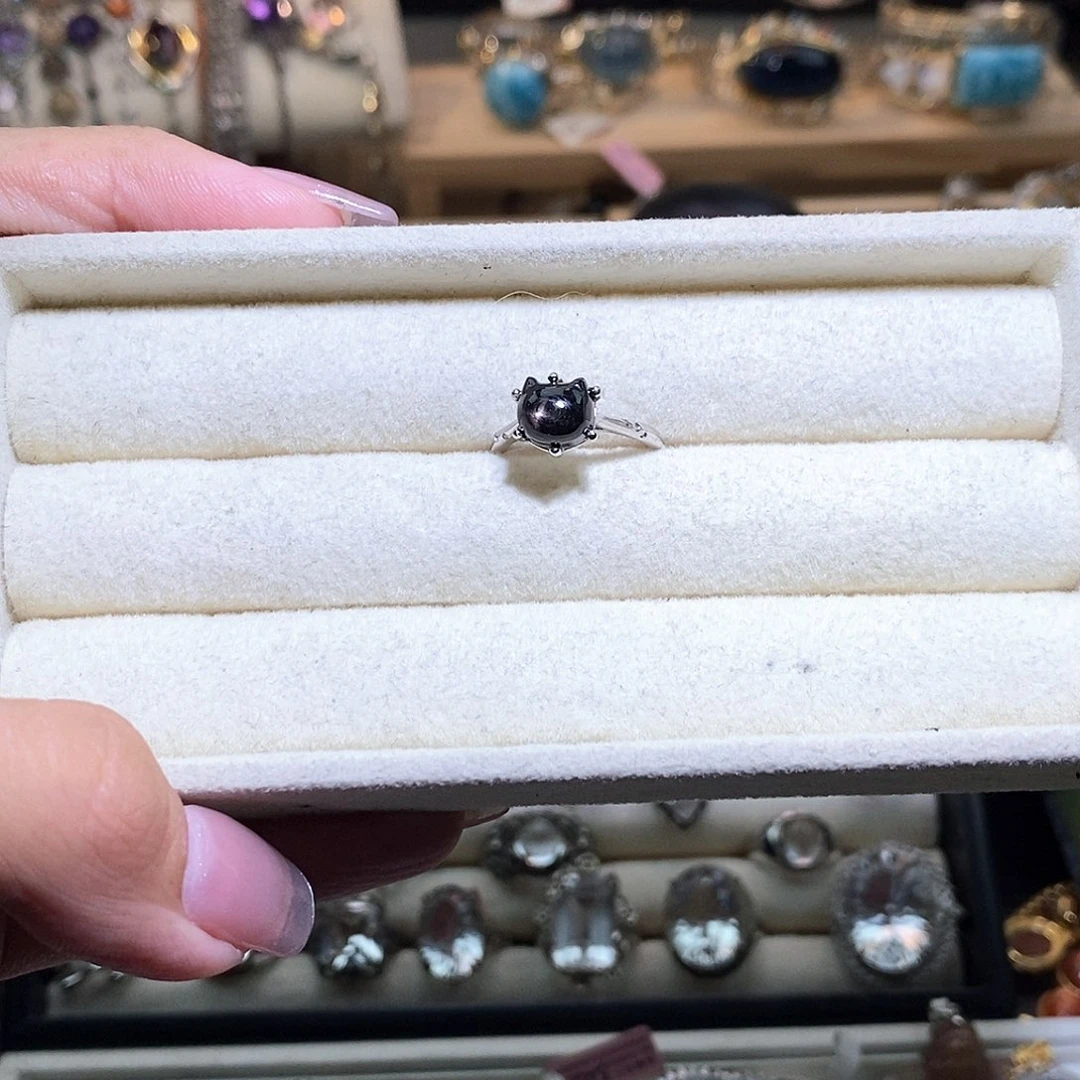 百***੭银S925镶嵌戒指烟晶